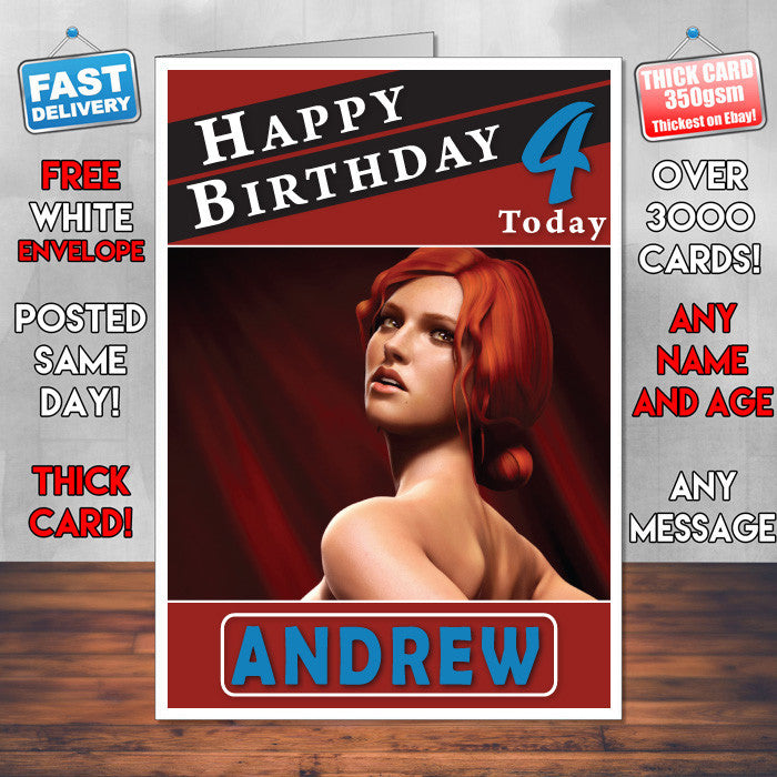 Personalised Assassins Of Kings 2 The Witcher Inspired Style Game Kids Inspired Birthday Card (SA)