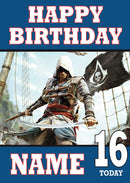 Assassin's Creed Design 1 THEME INSPIRED Kids Adult Personalised Birthday Card Birthday Card
