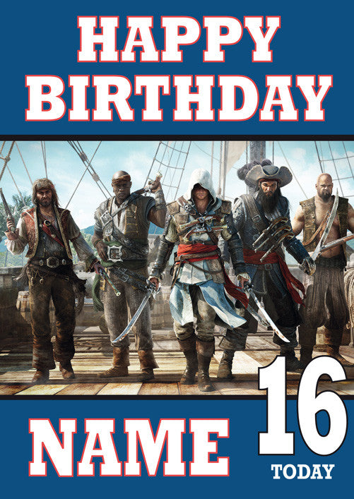 Assassin's Creed Design 2 THEME INSPIRED Kids Adult Personalised Birthday Card Birthday Card