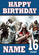 Assassin's Creed Design 5 THEME INSPIRED Kids Adult Personalised Birthday Card Birthday Card