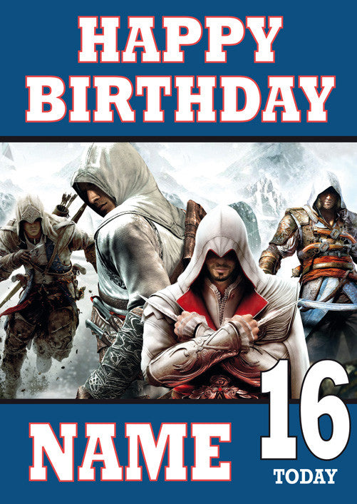 Assassin's Creed Design 5 THEME INSPIRED Kids Adult Personalised Birth
