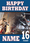 Assassin's Creed Design 6 THEME INSPIRED Kids Adult Personalised Birthday Card Birthday Card