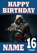 Assassin's Creed Design 7 THEME INSPIRED Kids Adult Personalised Birthday Card Birthday Card