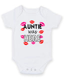 Auntie Was Here Personalised Baby Boy Girl Unisex Short Sleeve Bodysuit