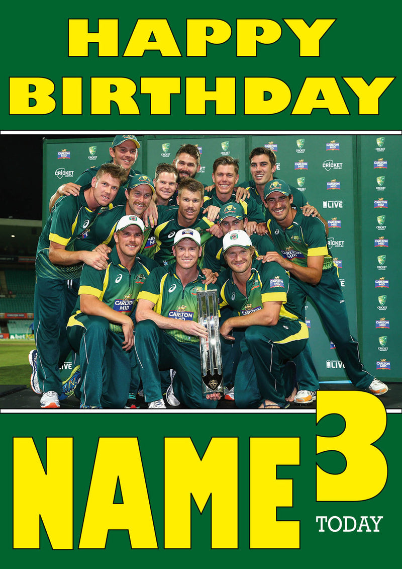 Australian Cricket Team THEME INSPIRED Style PERSONALISED Kids Adult FUNNY Birthday Card