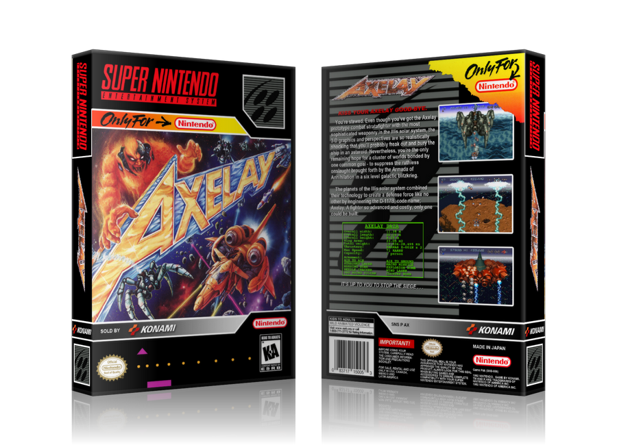 Axelay Replacement Nintendo SNES Game Case Or Cover – SNES Replacement Game case product image 1