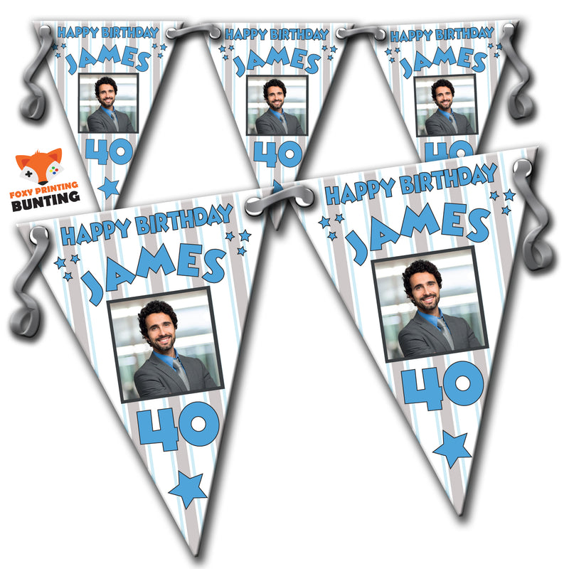 B001 Personalised Custom Photo Birthday Bunting Premium Party Decorations  (Standard Bunting (14.8cm X 21cm))