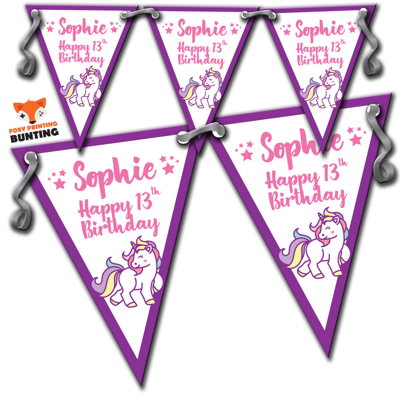 B13 Anna Personalised Unicorn Bunting Personalised Bunting Premium Party Decorations  (Standard Bunting (14.8cm X 21cm))