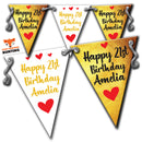 B16 MIXED 21st Gold White A Personalised Bunting Premium Party Decorations  (Standard Bunting (14.8cm X 21cm))