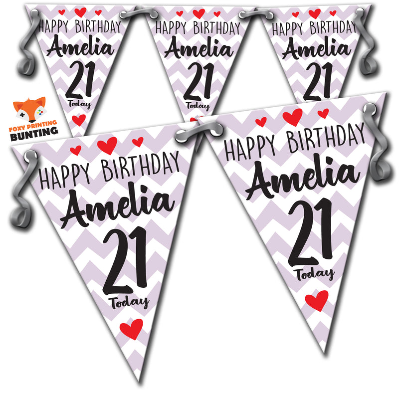 B19 21th Birthday Zig Zag Bunting Premium Party Decorations  (Standard Bunting (14.8cm X 21cm))