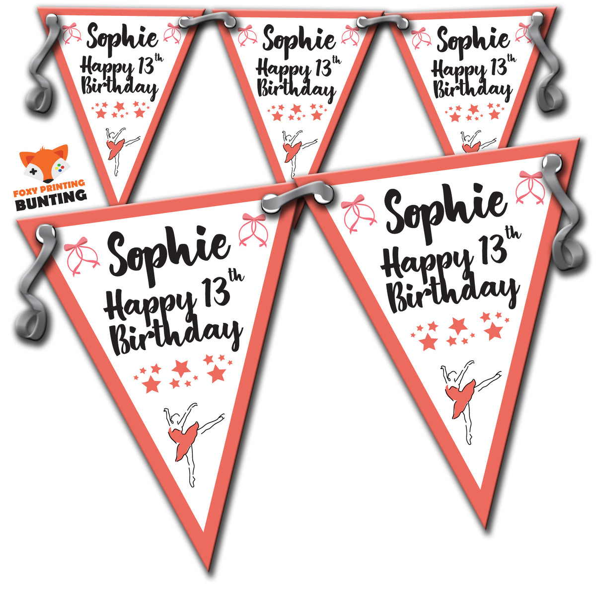 B21 Anna Bunting Ballet 2 Personalised Custom Bunting Premium Party Decorations  (Standard Bunting (14.8cm X 21cm)) – B21 Anna Bunting Ballet 2 Personalised Custom Bunting