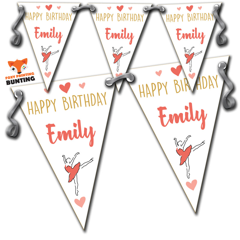 B22 Anna Bunting Ballet Personalised Custom Bunting Premium Party Decorations  (Standard Bunting (14.8cm X 21cm))