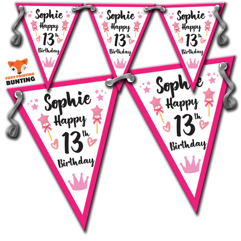 B23 Anna Bunting Crown Personalised Custom Bunting Premium Party Decorations  (Standard Bunting (14.8cm X 21cm))