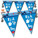 B28 Blue Its A Boy Bunting Heron Baby Personalised Custom Bunting Premium Party Decorations  (Standard Bunting (14.8cm X 21cm))