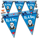 B30 Blue Its A Boy Bunting Panda Personalised Custom Bunting Premium Party Decorations  (Standard Bunting (14.8cm X 21cm))