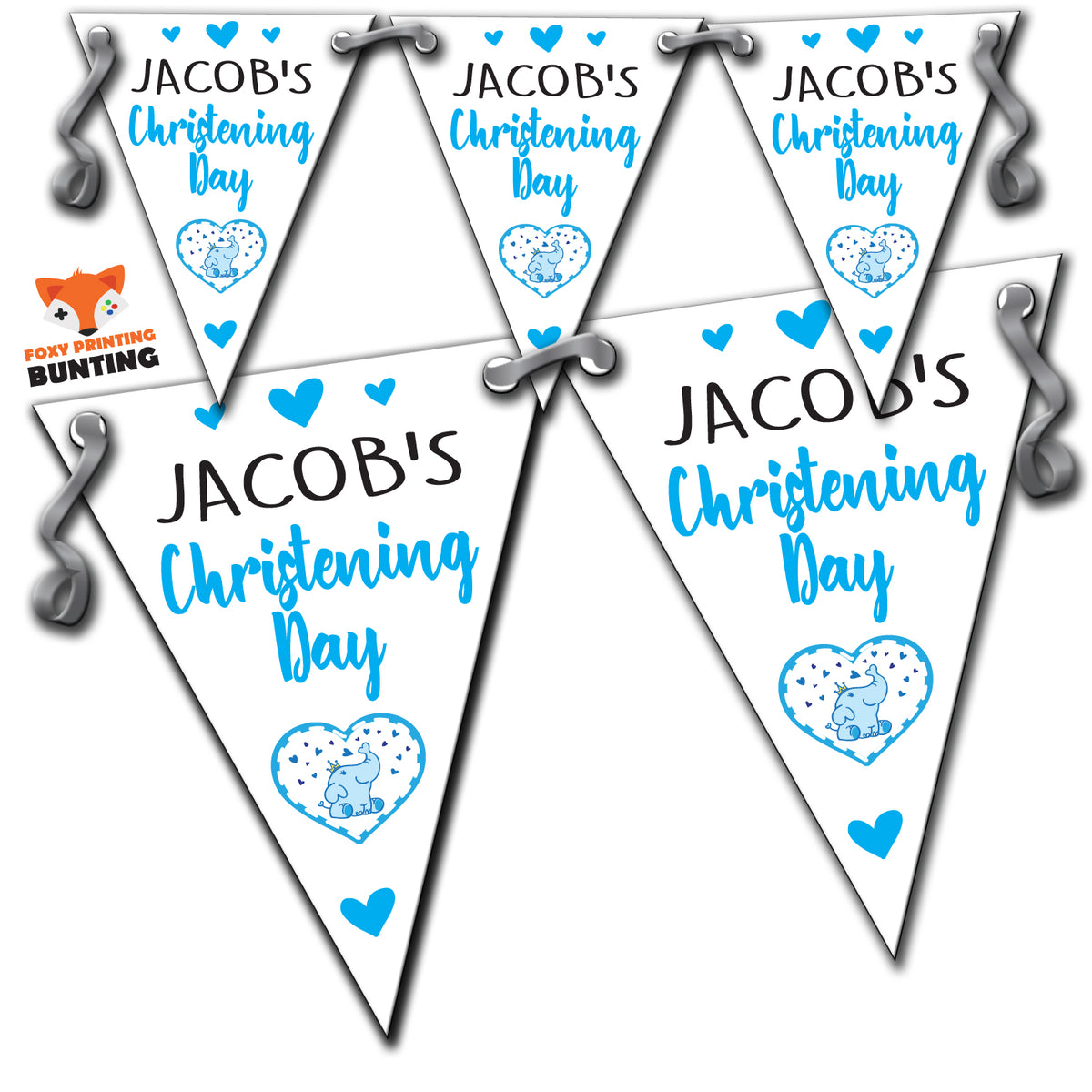 B34 Christening Day Blue A Bunting Premium Party Decorations  (Standard Bunting (14.8cm X 21cm)) – B34 Christening Day Blue A Bunting