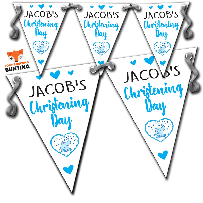 B34 Christening Day Blue A Bunting Premium Party Decorations  (Standard Bunting (14.8cm X 21cm))