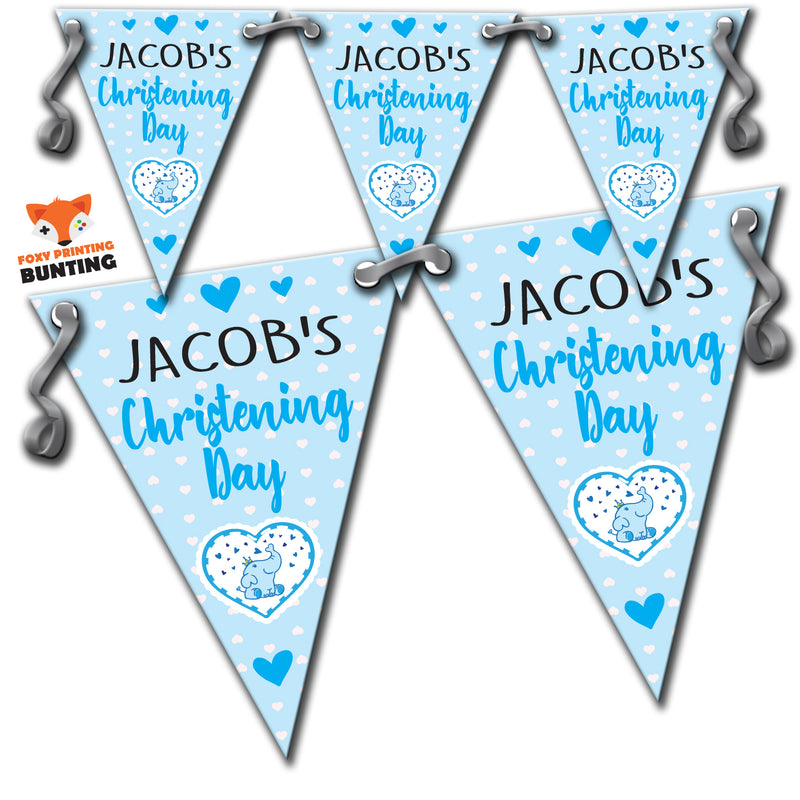 B35 Christening Day Blue B Bunting Premium Party Decorations  (Standard Bunting (14.8cm X 21cm))