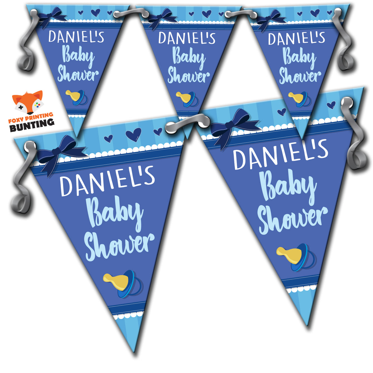 B36 Christening Day Blue Design 2 A Bunting Premium Party Decorations  (Standard Bunting (14.8cm X 21cm)) – B36 Christening Day Blue Design 2 A Bunting