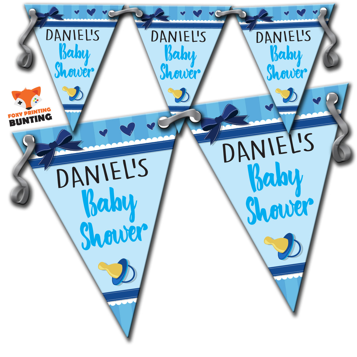 B37 Christening Day Blue Design 2 B Bunting Premium Party Decorations  (Standard Bunting (14.8cm X 21cm)) – B37 Christening Day Blue Design 2 B Bunting