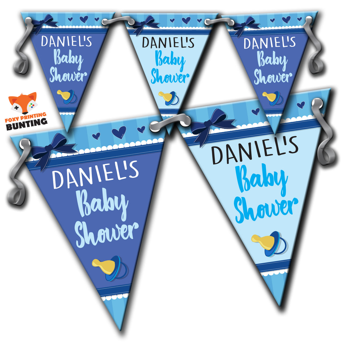 B37 MIXED Christening Day Blue Design 2 B Bunting Premium Party Decorations  (Standard Bunting (14.8cm X 21cm)) – B37 MIXED Christening Day Blue Design 2 B Bunting