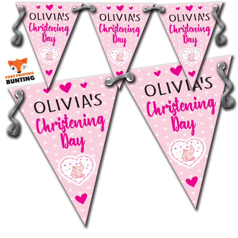 B40 Christening Day Pink B Bunting Premium Party Decorations  (Standard Bunting (14.8cm X 21cm))