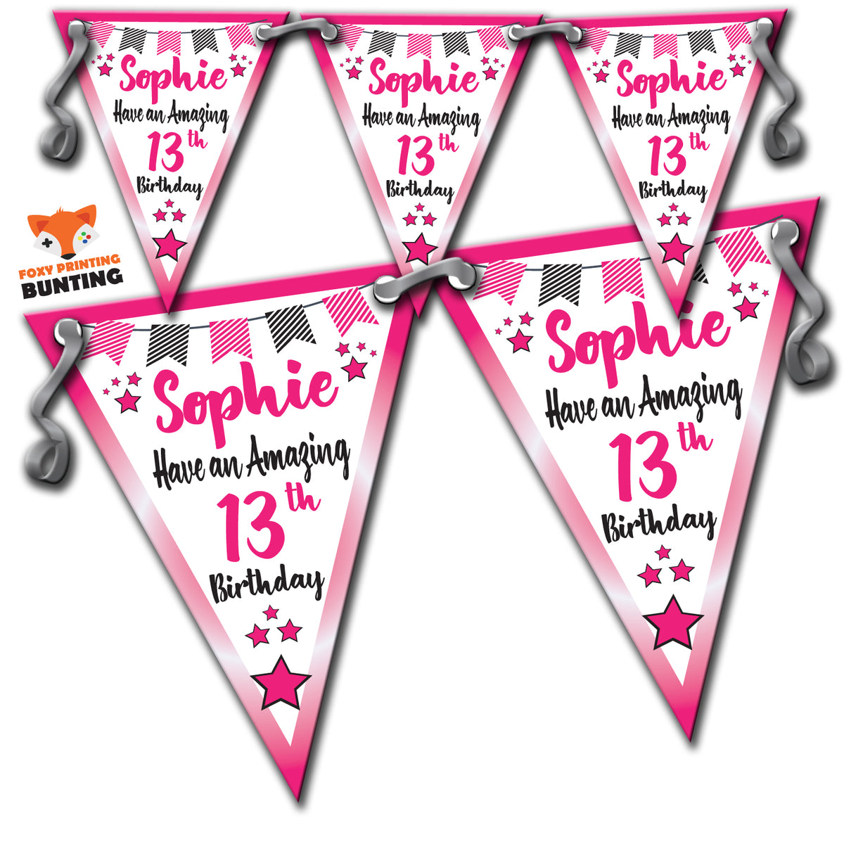 B45 Happy Birthday Pink Bunting Premium Party Decorations  (Standard Bunting (14.8cm X 21cm)) – B45 Happy Birthday Pink Bunting