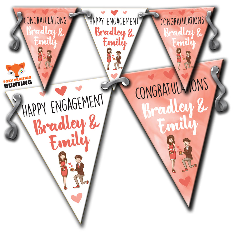 B49 MIXED Happy Engagement & Congratulations Pink B Bunting Premium Party Decorations  (Standard Bunting (14.8cm X 21cm))