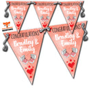 B51 Happy Engagement & Congratulations Pink Design 2 B Bunting Premium Party Decorations  (Standard Bunting (14.8cm X 21cm))
