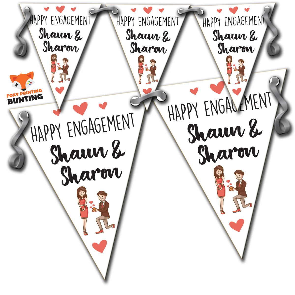 B54 Happy Engagement Pink A Bunting Premium Party Decorations  (Standard Bunting (14.8cm X 21cm)) – B54 Happy Engagement Pink A Bunting