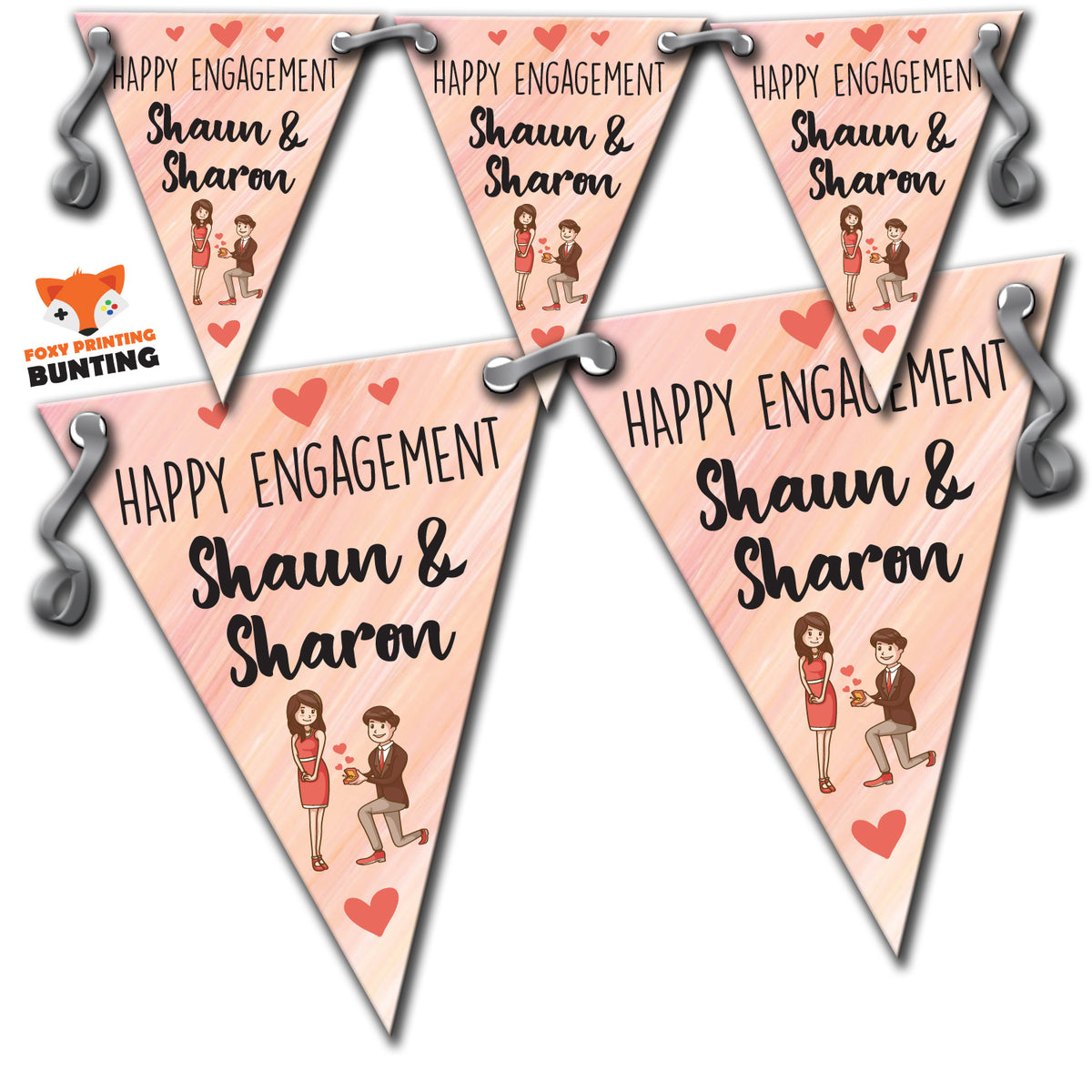 B55 Happy Engagement Pink B Bunting Premium Party Decorations  (Standard Bunting (14.8cm X 21cm)) – B55 Happy Engagement Pink B Bunting
