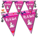 B73 Pink Its A Girl Bunting Unicorn Personalised Custom Bunting Premium Party Decorations  (Standard Bunting (14.8cm X 21cm))