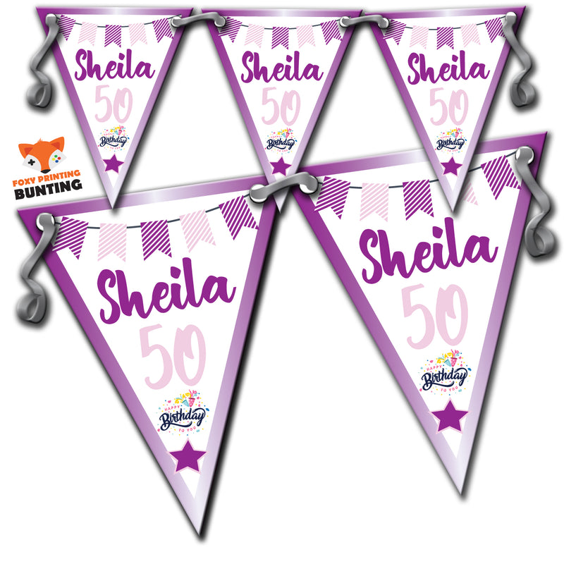 B74 Purple Birthday Bunting Premium Party Decorations  (Standard Bunting (14.8cm X 21cm))