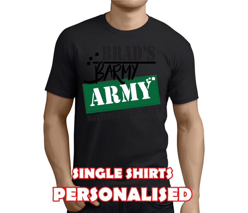 Barmy Army Green Custom Stag T-Shirt - Any Name - Party Tee