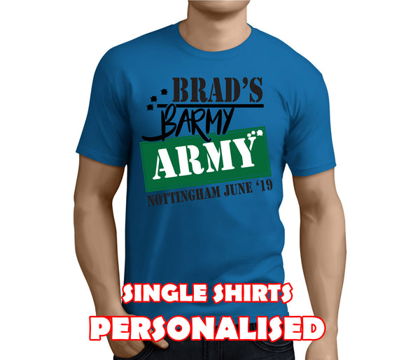 Barmy Army Green Custom Stag T-Shirt - Any Name - Party Tee