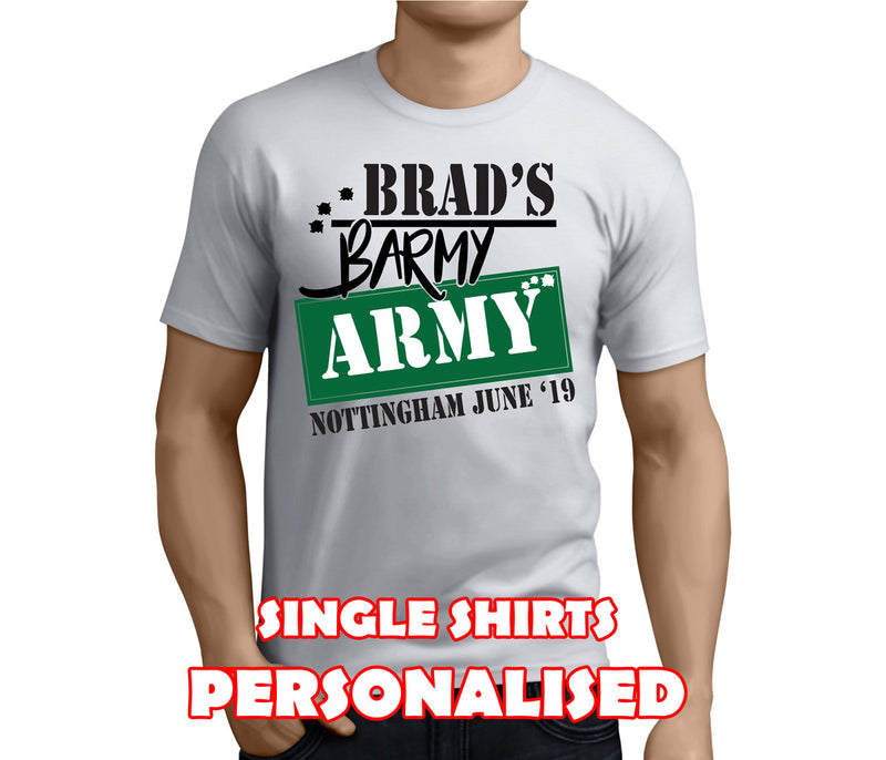 Barmy Army Green Custom Stag T-Shirt - Any Name - Party Tee