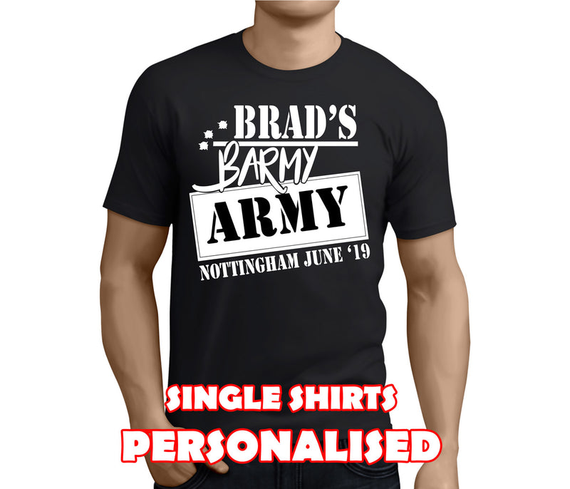 Barmy Army White Custom Stag T-Shirt - Any Name - Party Tee
