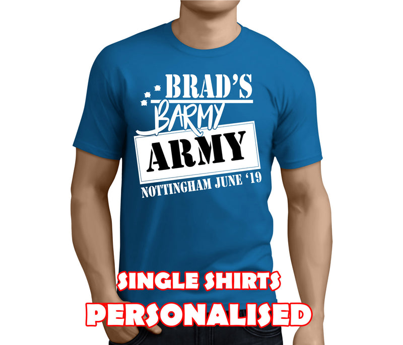 Barmy Army White Custom Stag T-Shirt - Any Name - Party Tee
