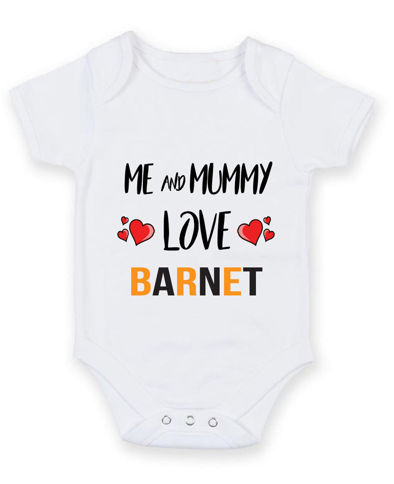 Me and Mummy love BARNET Personalised FOOTBALL TEAM Baby Grow