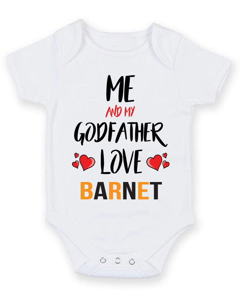 Me and My Godfather Love BARNET Personalised FOOTBALL TEAM Baby Grow