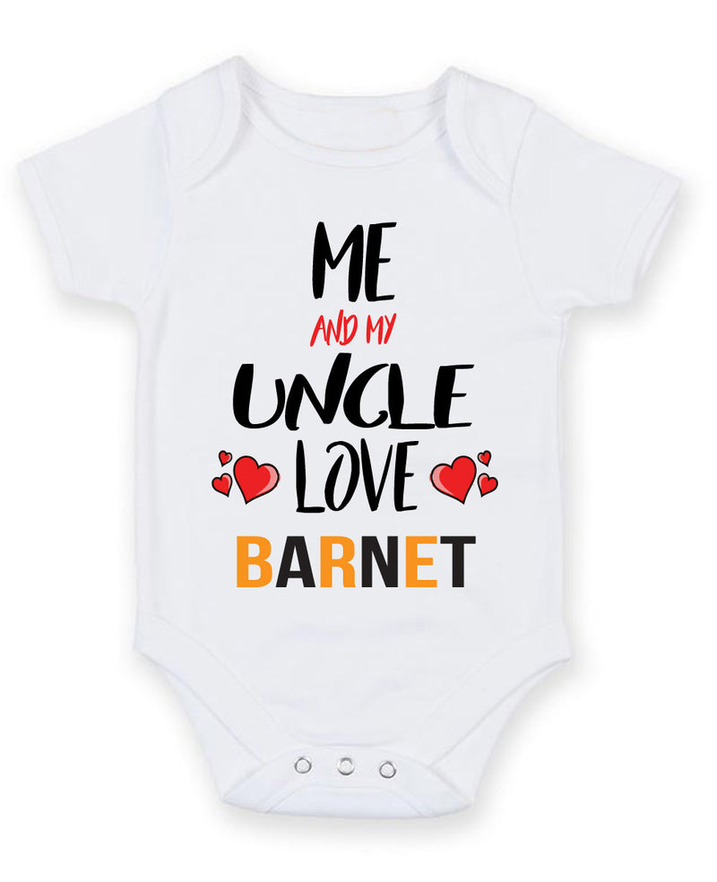 Me and My Uncle Love BARNET Personalised FOOTBALL TEAM Baby Grow
