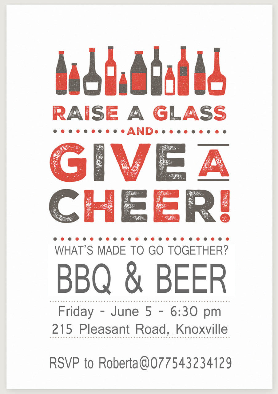 10 X Personalised Printed BBQ & Beer INSPIRED STYLE Invites – 10 X Personalised Printed BBQ & Beer Invites