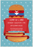 10 X Personalised Printed BBQ Burger INSPIRED STYLE Invites