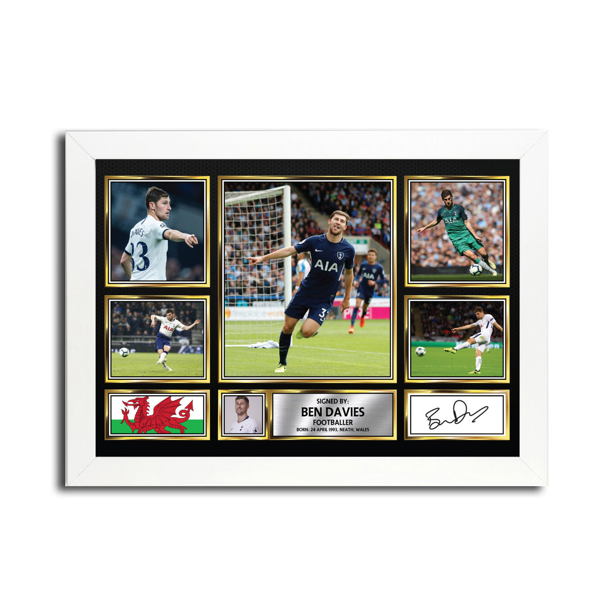 BEN DAVIES MC1565 – Black Frame Printed Signature Football Poster – Ben Davies MC1565