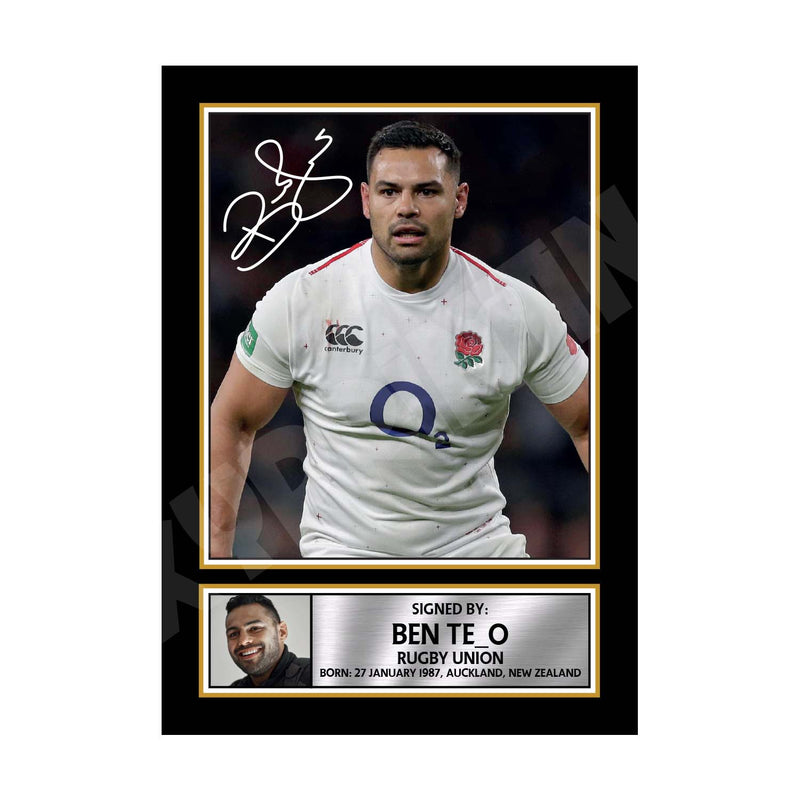 BEN TE_O 2 Limited Edition Rugby Player Signed Print - Rugby