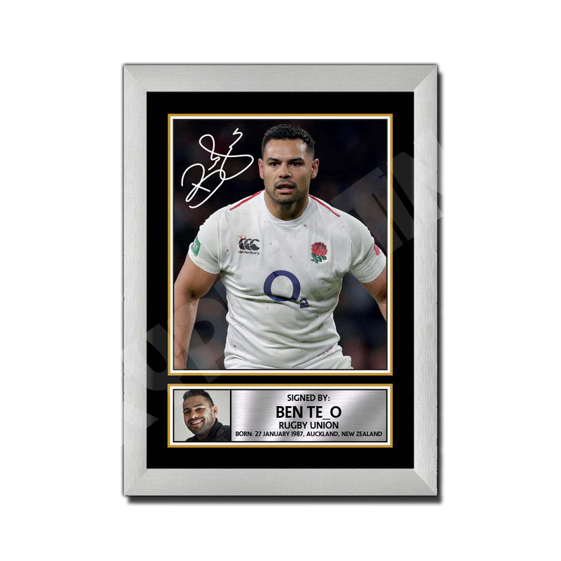 BEN TE_O 2 Limited Edition Rugby Player Signed Print - Rugby
