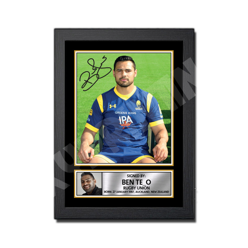 BEN TE_O 1 Limited Edition Rugby Player Signed Print - Rugby