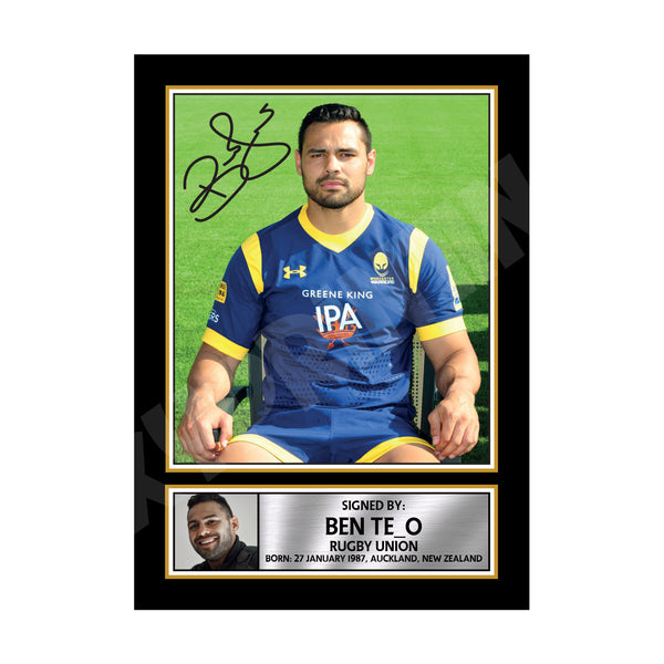 BEN TE_O 1 Rugby Player Printed Signature Print