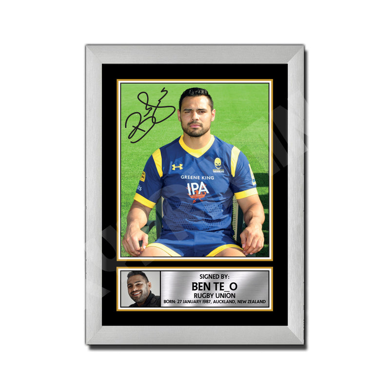 BEN TE_O 1 Limited Edition Rugby Player Signed Print - Rugby