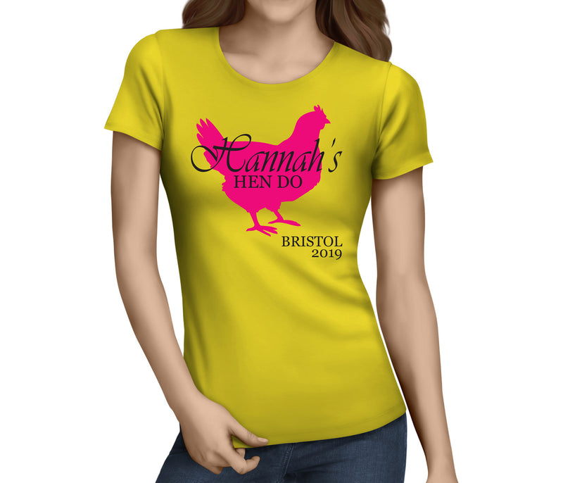 Big Hen Colour Custom Hen T-Shirt - Any Name - Party Tee